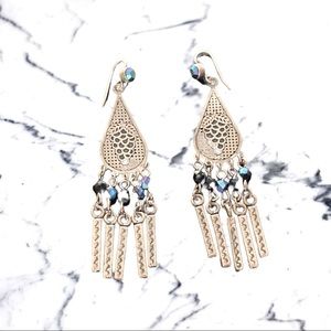 Sterling Silver dangling earrings grape imprints and iridescent accent stones